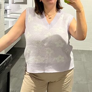 Wild Fable Purple and White Sweater Vest